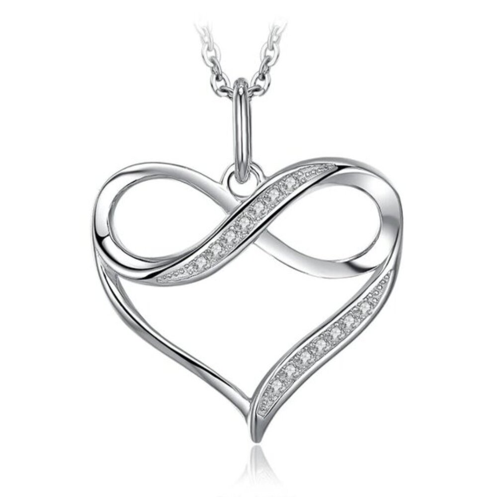 Infinity Heart‎ Necklace for Women – Silver Plated Love Pendant Gift Jewelry
